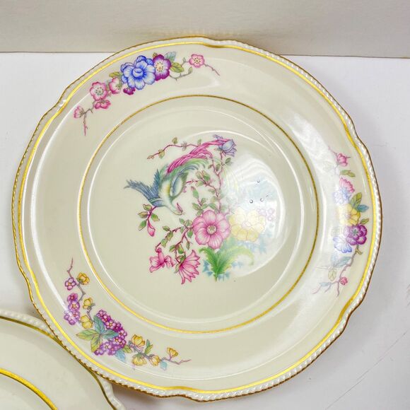 Vintage Lot of Set of 6 Bread and Desert Plates 6-8" Floral Japan USA Back Stamp - Picture 3 of 14